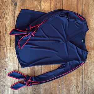 Dark blue and red blouse